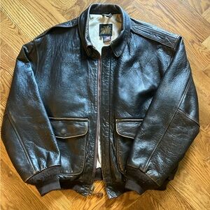 2001 Avirex USAF A-2 brown leather flight jacket, size large